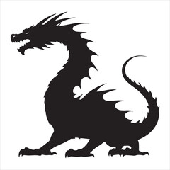 Majestic Dragon Silhouette - Minimalist Black Vecto 