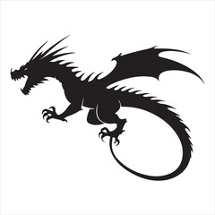 Majestic Dragon Silhouette - Minimalist Black Vecto 