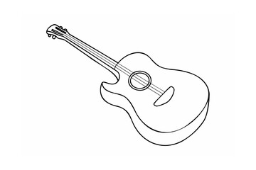 Black and white acoustic guitar outline musical instrument