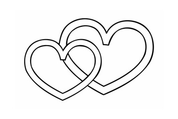 Intertwined hearts outline love romance