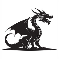 Majestic Dragon Silhouette - Minimalist Black Vecto 