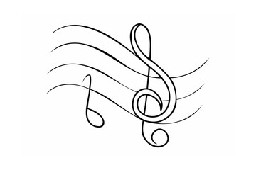 Elegant treble clef on musical staff notes melody