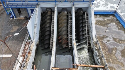 pump house and pump machine for the city river sluice gate and its sophisticated mechanism to...
