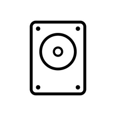 Outline icon of the hard disk in black, on a clean white background. 
Minimalist and scalable design, suitable for accessibility-related graphics, branding, or educational materials.
