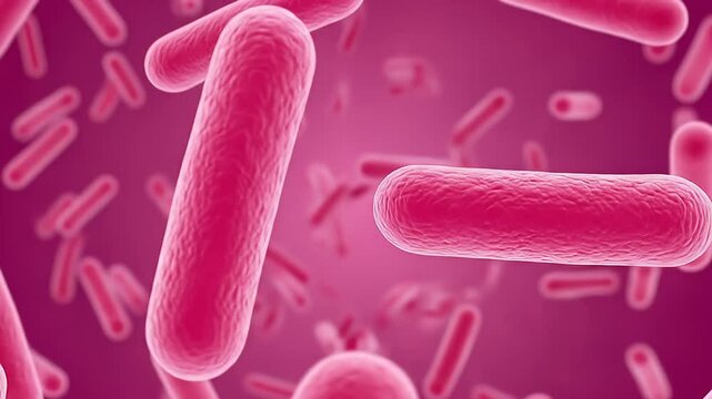 Moving Salmonella bacteria 3D render. 4K Video