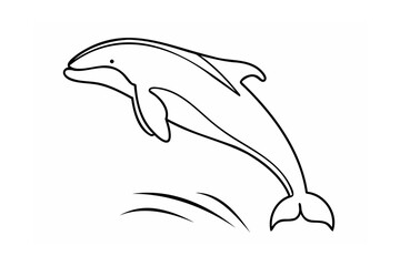 Leaping dolphin outline jumping ocean
