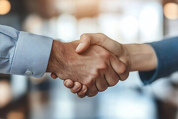 Two business people shaking hands after a contract is finalized, Generative AI