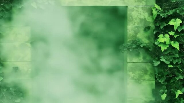 Mysterious Green Portal: An ethereal green mist swirls through a stone gateway adorned with lush foliage, creating a sense of intrigue and enchantment. A pathway through nature's secrets.