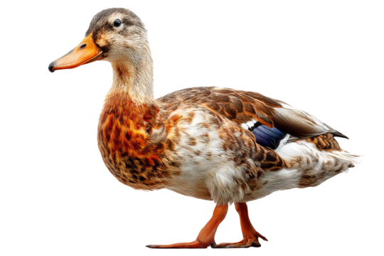 Solitary duck isolated on transparent background in high-resolution PNG illustration style for seamless cutout and design projects