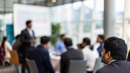 Fototapeta premium Indian business executives gathered for annual financial report presentation 