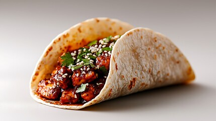 Delicious Chicken Taco with Sesame Seeds and Cilantro
