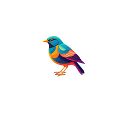 Fototapeta premium A colorful bird with blue head and orange chest on a white background