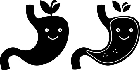 the silhouette of a joyful stomach and an apple on.eps