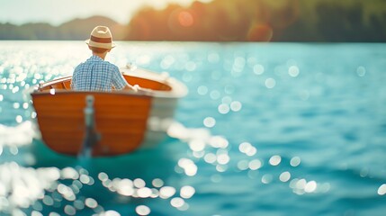 Summer Serenity, Person in Boat on Lake