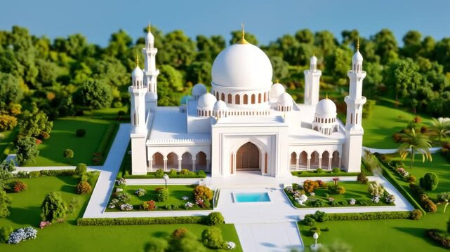 Pixel Art Mosque Exterior In Park