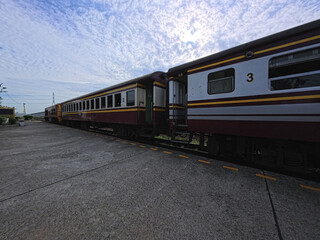 Obraz premium Train on the railway station,Trains in Thailand