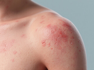 Fototapeta premium Eczema or Mild Skin Rash on Human Skin – Realistic Medical Illustration