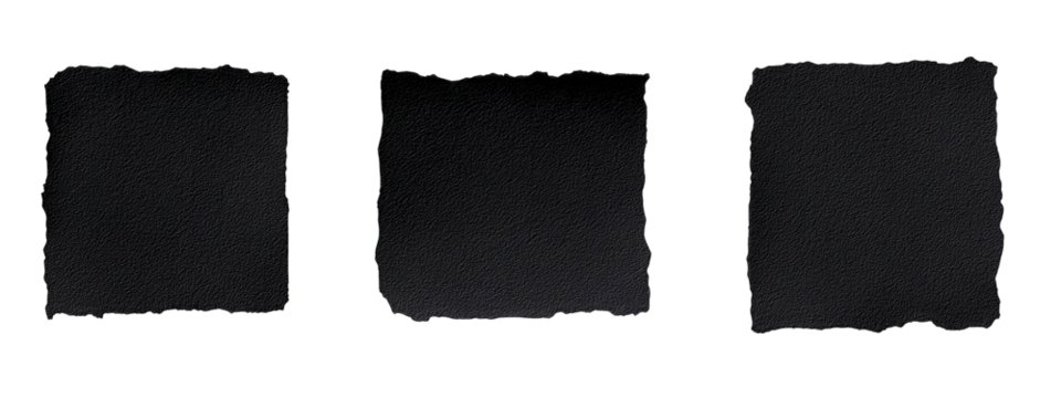 Three dark, textured squares