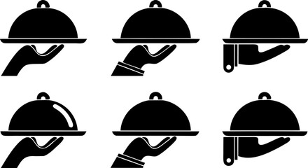 vector human hand holding a tray isolated on white.eps