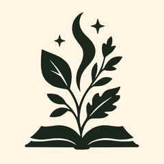 Elegant vintage open book adorned with a beautiful floral and leaf pattern, symbolizing nature's artful embrace