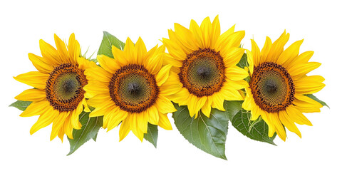 Four sunflowers in a horizontal row © Umrah
