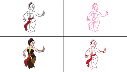 logo and icon of women java indonesia traditional dance