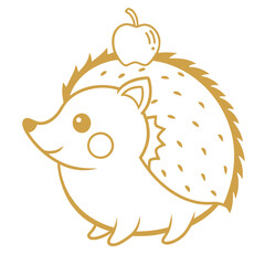 Golden hedgehog with apple on its back fruit animal