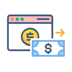 Online payment transaction with dollar bill money