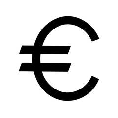 Euro Currency Symbol Silhouette on White Background euro sign finance