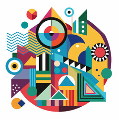 Geometric shapes composition vibrant colors abstract design colorful