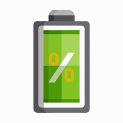 Green battery indicator with percentage symbol power energy