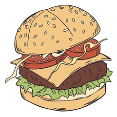 Delicious burger with cheese lettuce and tomato hamburger cheeseburger