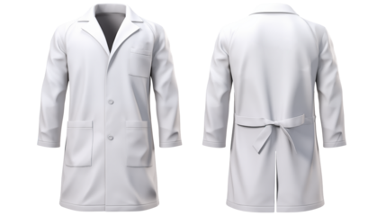 Crisp white lab coat showcases professional medical apparel design isolated on transparent background
