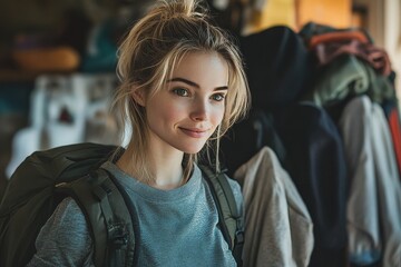 Fototapeta premium Packing for travel, individual checking clothes list to prepare for vacation, ensuring all essentials are included, Generative AI