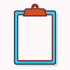 Blue and brown clipboard with white paper writing office