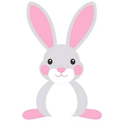 Obraz premium Delightful bunny character with soft grey hues and pastel pink accents, adorable charm and whimsy