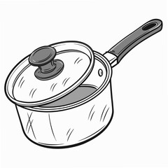 Silver cooking pot with glass lid and handle kitchenware cookware