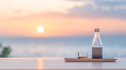 Serene Sunset Drink by the Ocean