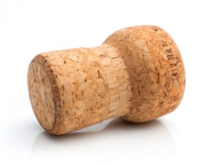 Natural cork stopper for wine bottles isolated on white background