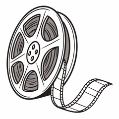 Vintage Film Reel with Unspooling Strip movie cinema