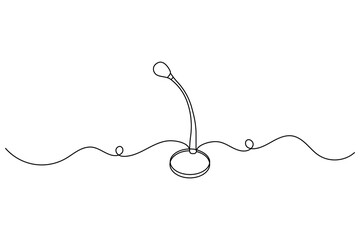 Microphone continuous one line drawing of isolated outline vector icon.