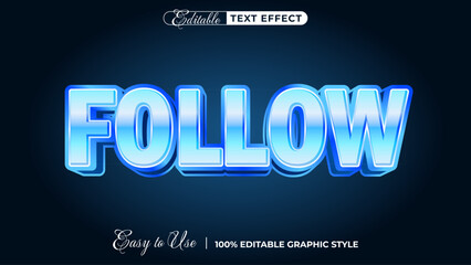 Editable 3D Blue Follow Text Effect Graphic Style