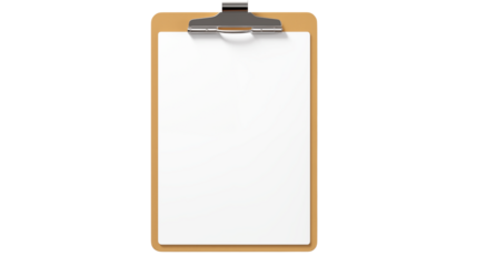 Clipboard with blank paper offers space for notes, memos, and business information isolated on transparent background