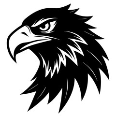 Obraz premium Stylized black silhouette of a fierce eagle head profile