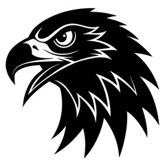 Fototapeta premium Stylized black silhouette of a fierce eagle head profile