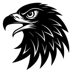 Obraz premium Stylized black silhouette of a fierce eagle head profile