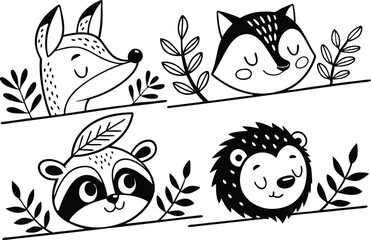 Whimsical Woodland Animals Clipart Set Featuring Cute Forest Creatures. Adorable Whimsical Woodland Animals Clipart Set with Nature Elements. Creative Whimsical Woodland Animals Clipart Set for Nurser © S43