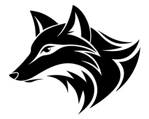 Obraz premium Sleek black fox head silhouette with abstract stylized mane