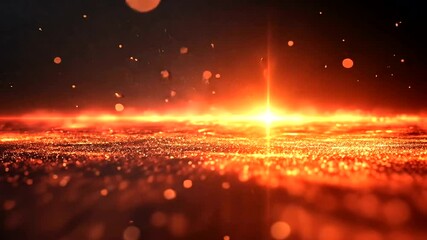 Abstract Red and Gold Glittering Particle Horizon with Bokeh Effect Background Video - Powered by Adobe