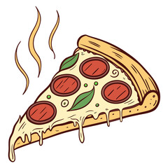 Delicious pepperoni pizza slice with melting cheese vector